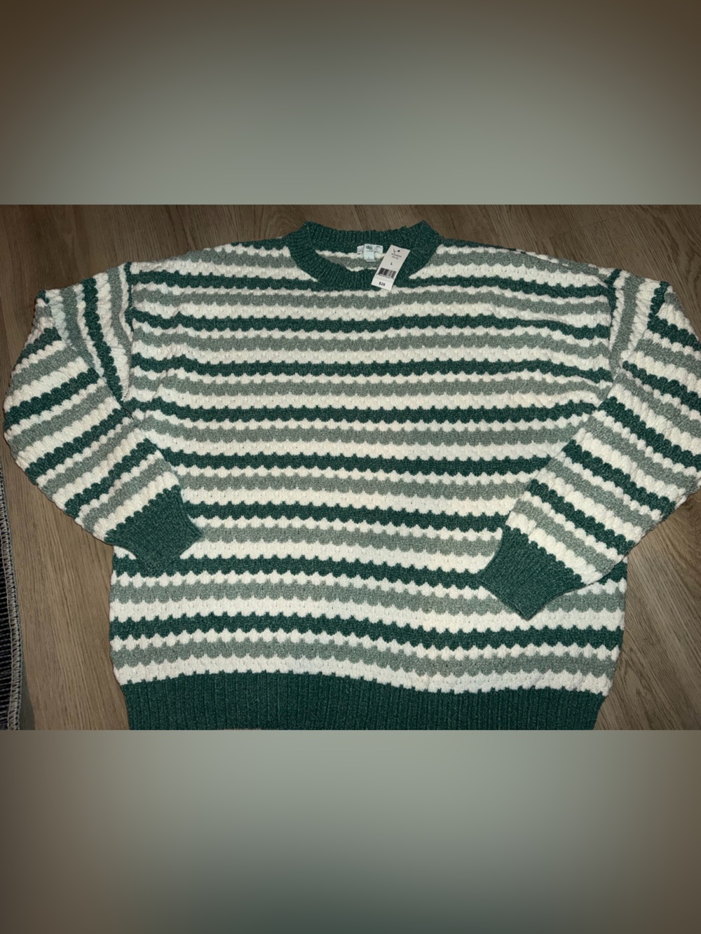 dip Green & Cream Striped Crewneck Sweater